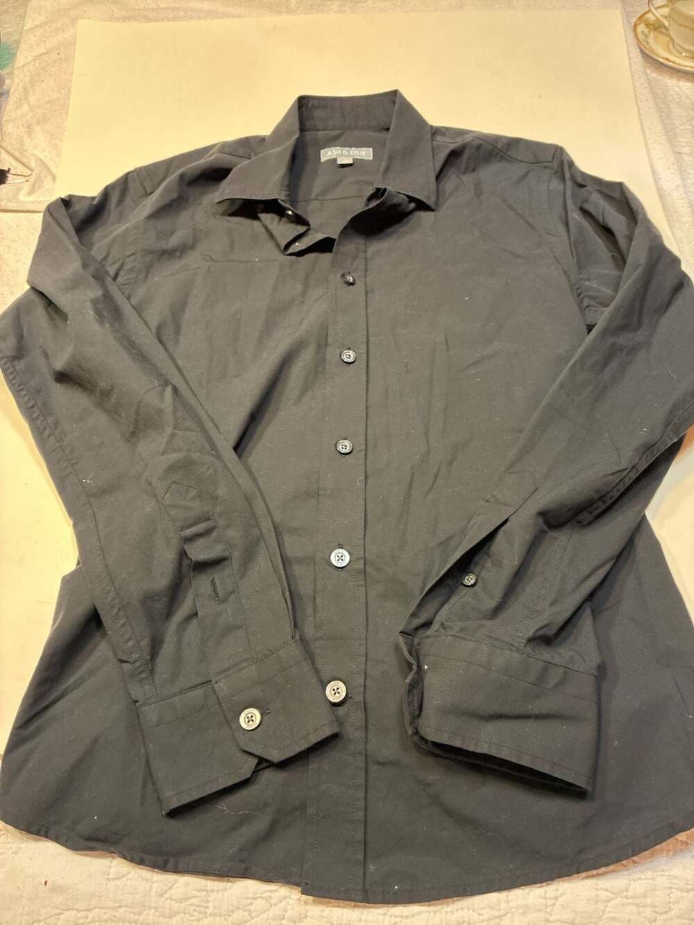 Ash & Erie Men's Slim Fit Long Sleeve Button-Down Shirt, Black, Size XS